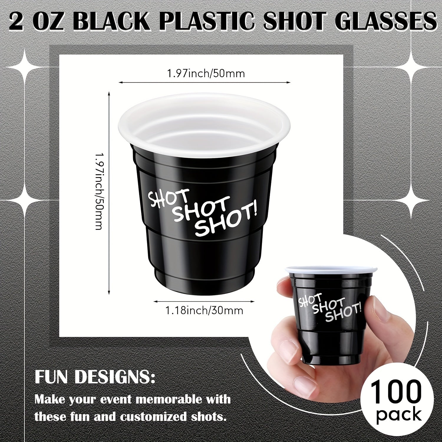 20/50 Pack Disposable 2oz Black Paper Shot Cups with Lids for Hot Beverages Recyclable