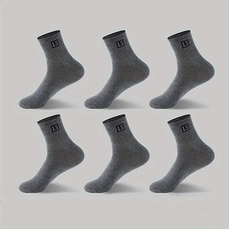 Men's Cotton Blend Crew Socks 6 Pairs Anti-Odor Sweat Absorbent Sports