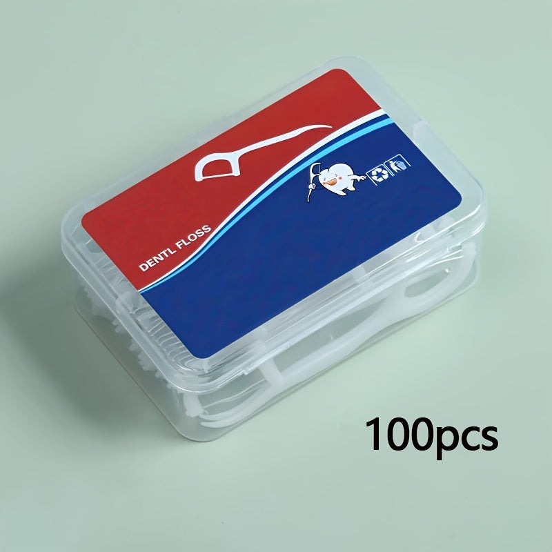 100 Pcs Dental Floss Picks Polyester Curved Design Deep Cleaning