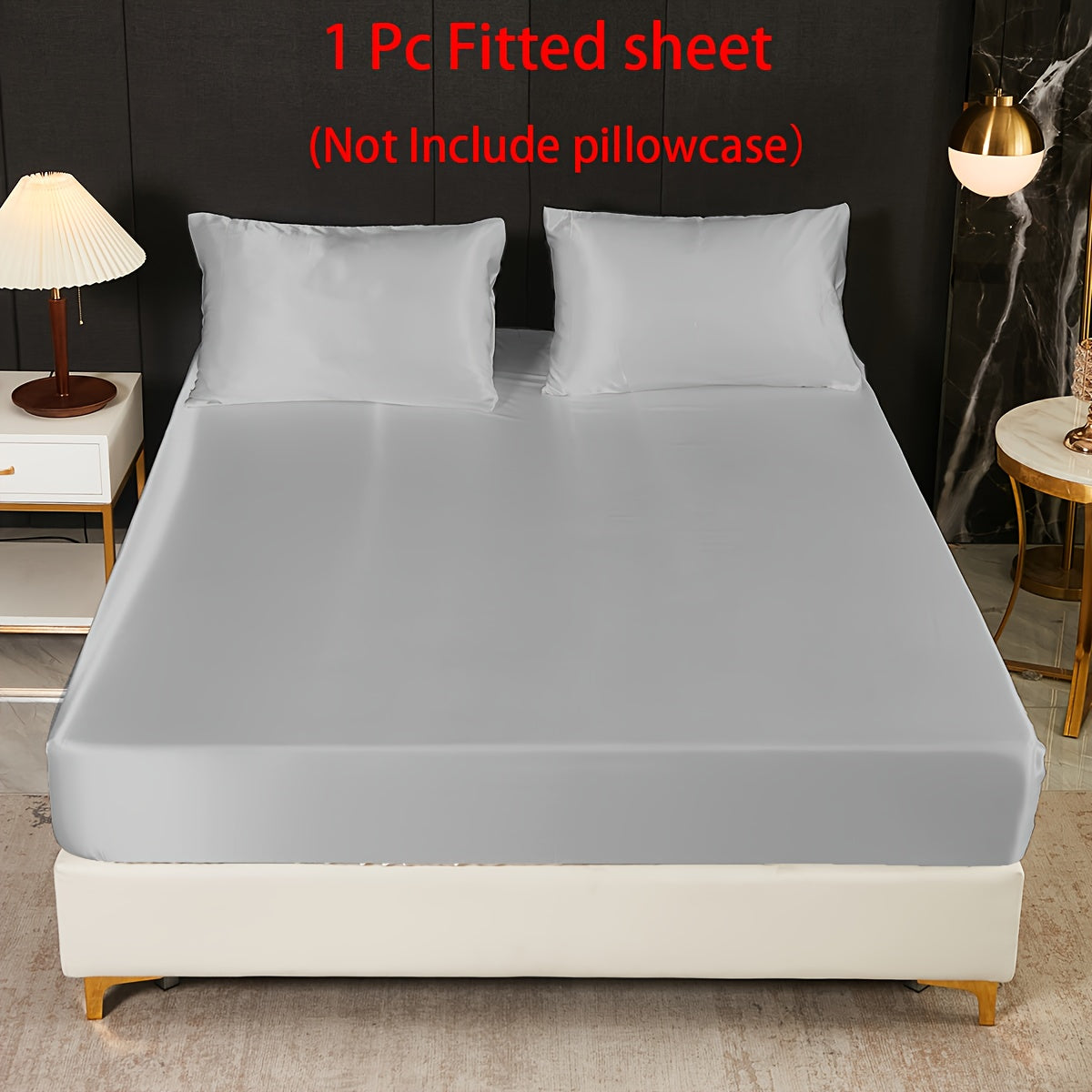 Satin Fitted Sheet Queen Size Soft Bedding for Bedroom Guest Room Hotel