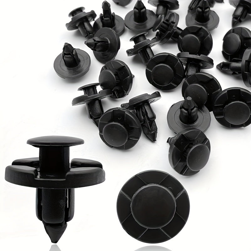 50pcs Black 8mm Car Mud Flap Clips Heavy-Duty Plastic Fasteners