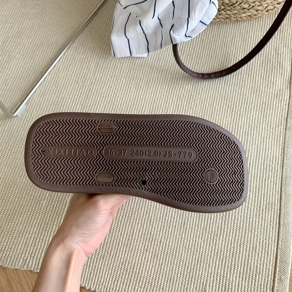 Женские шлепанцы однотонного цвета с мягкой ПВХ подошвой, легкие и нескользящие для повседневной носки на побережье.