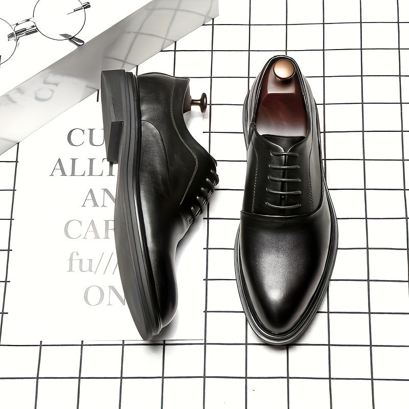 Zapatos Derby de cuero de estilo retro para caballero, con punta puntiaguda, casuales para negocios, negros y marrones, antideslizantes y resistentes al desgaste