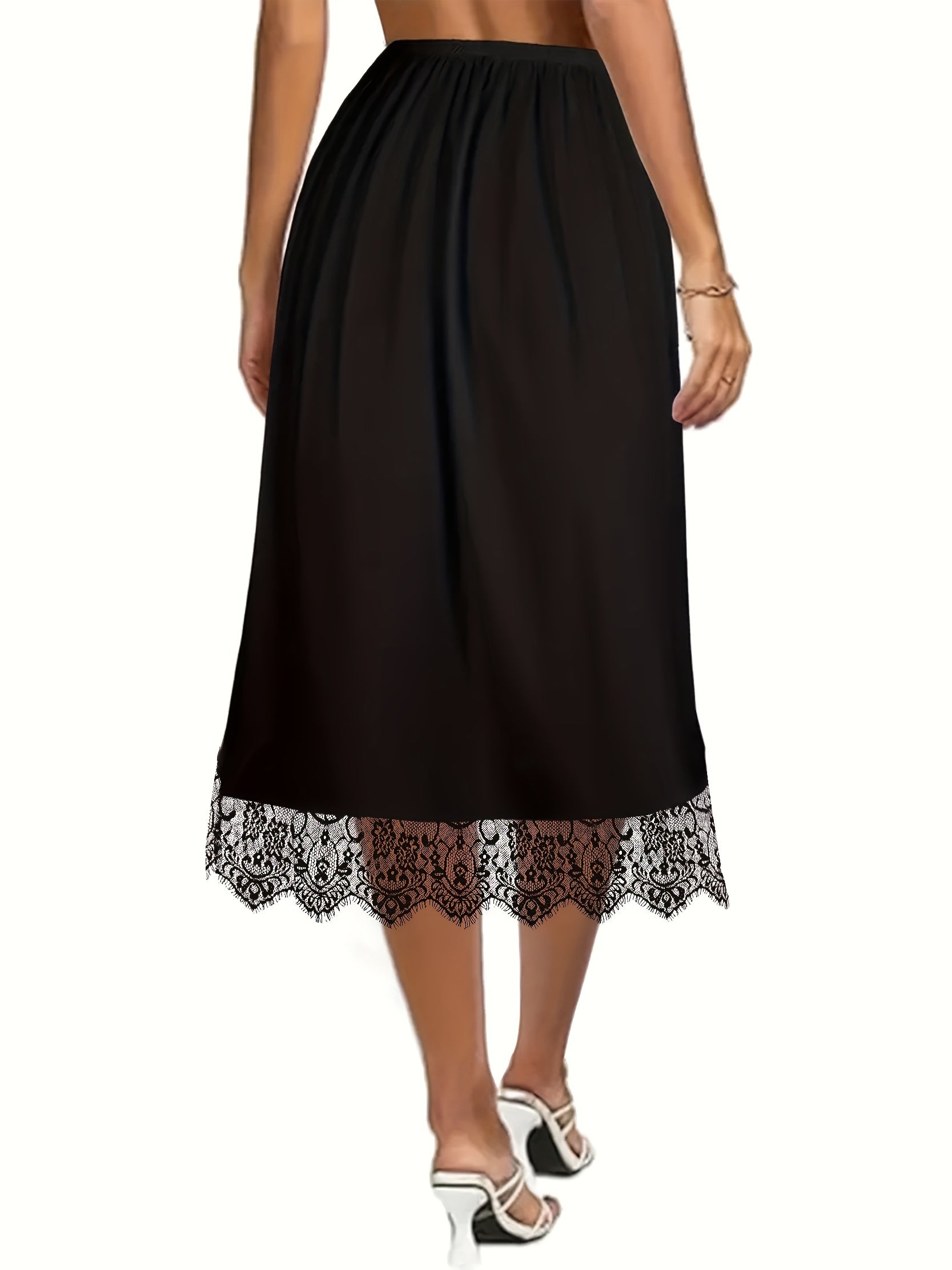 Plus Size Lace Stitching Skirt Elastic Waist Summer Women’s Clothing