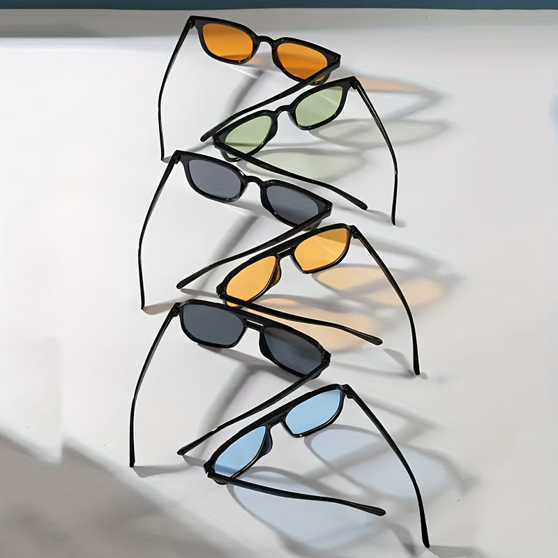 Men's Glasses Geometric Square Retro Round Large Wide Polycarbonate Frames Multi-Colored Lenses