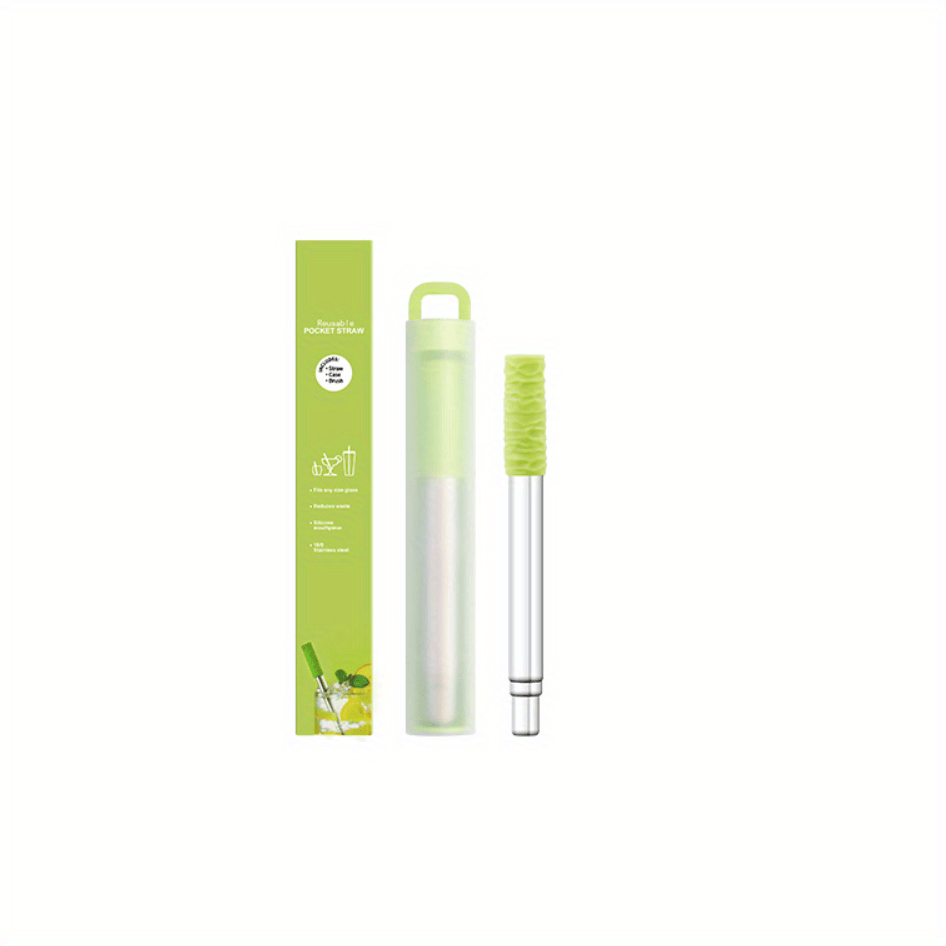 Stainless Steel Telescopic Straw with Case, Portable Foldable, Cold Beverages