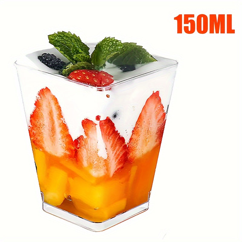 25 Clear Plastic Reusable Appetizer Cups for Desserts Fruit Mousse Pudding