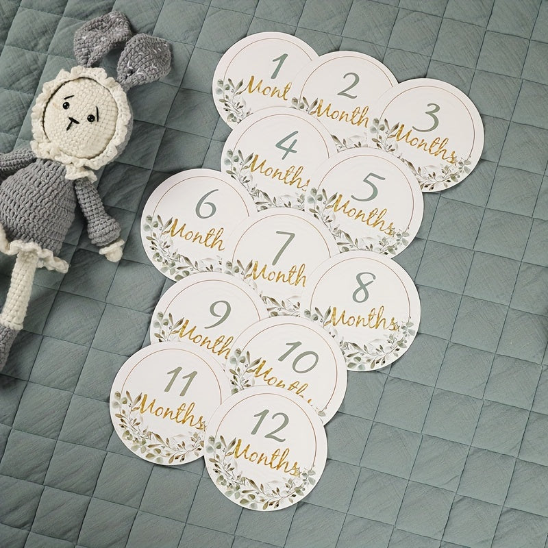 Milestone Cards for Kids, Double-Sided Holiday Designs, Monthly Growth Tracker