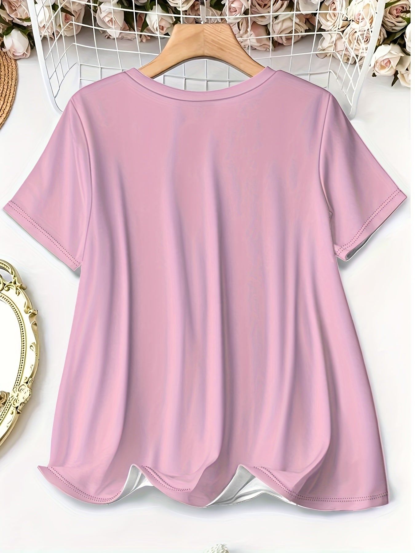 Plus Size Women's Pink Panther Graphic T-Shirt Casual Short Sleeve Comfortable