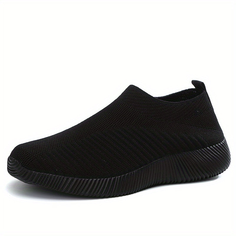 Ayollar uchun kundalik nafas oladigan slip-on sport poyabzali, bir rangda yurish uchun