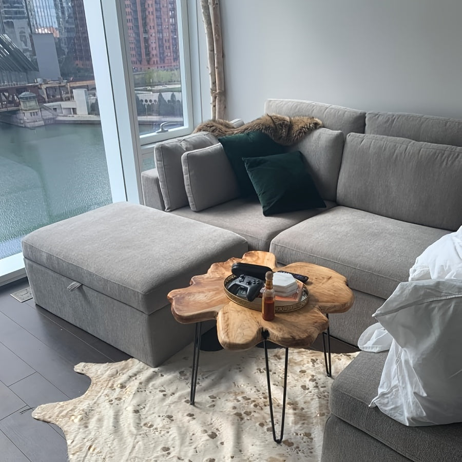 Cedar Wood Side Table Natural Edge Vintage Tripod Accent for Living Room Kitchen Patio