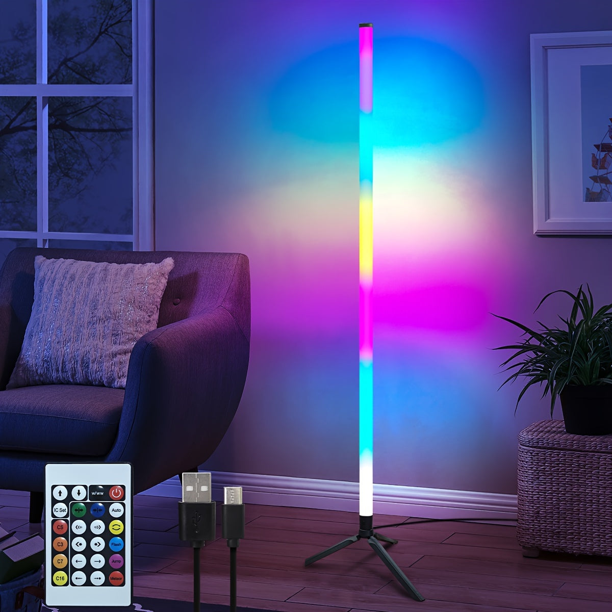 RGB Corner LED Light with Remote USB Powered for Music Gaming and Bedroom Decor