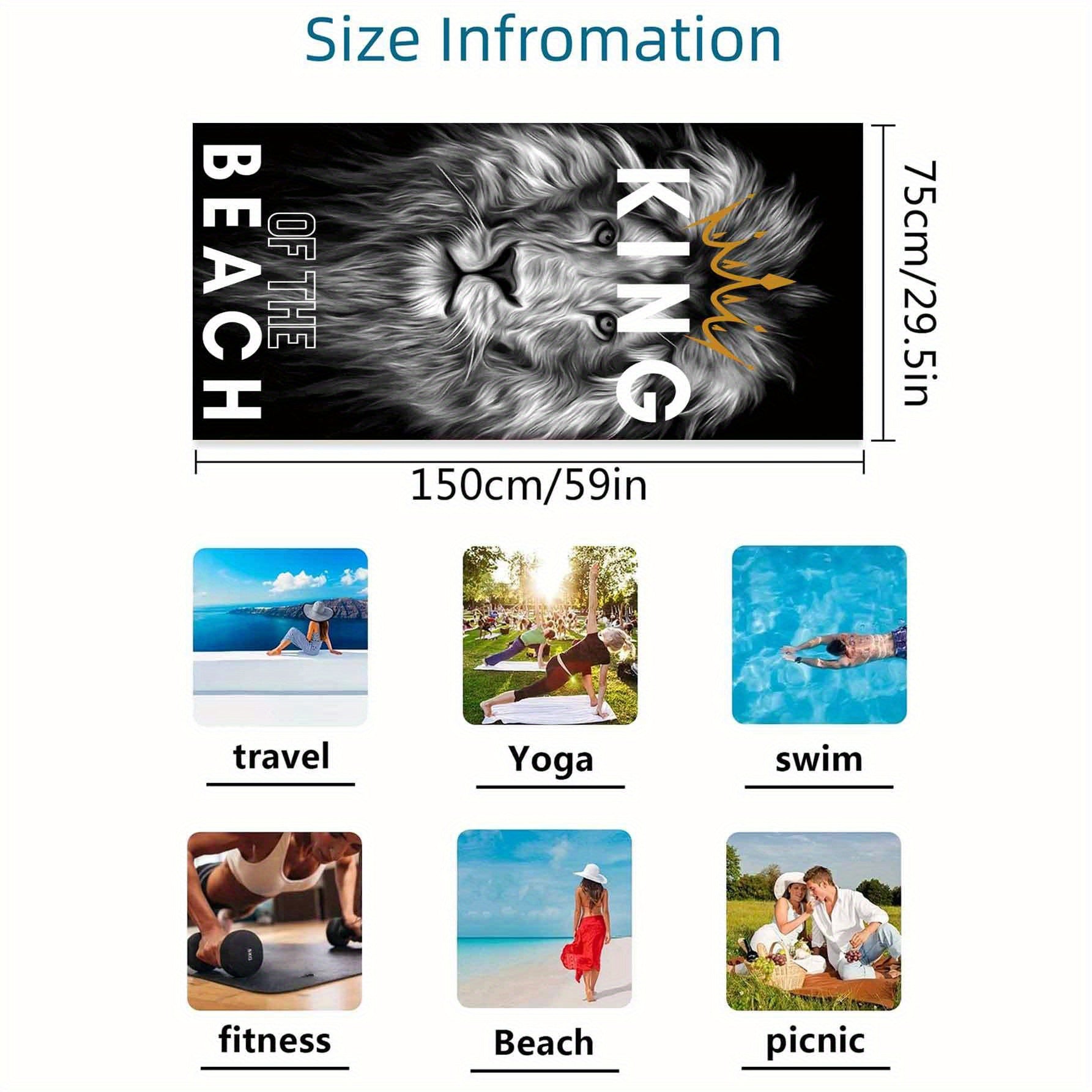 Oversized Microfiber Beach Towel 149.86cm x 73.66cm Sun Protection Windproof for Beach Pool Travel