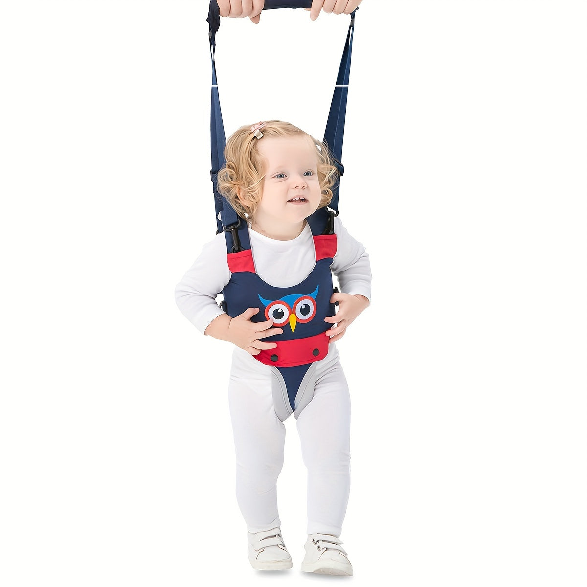 Adjustable Baby Walker Harness with Cartoon Embroidery Breathable Learning Aid for Infants and Toddlers 0-3 Years
