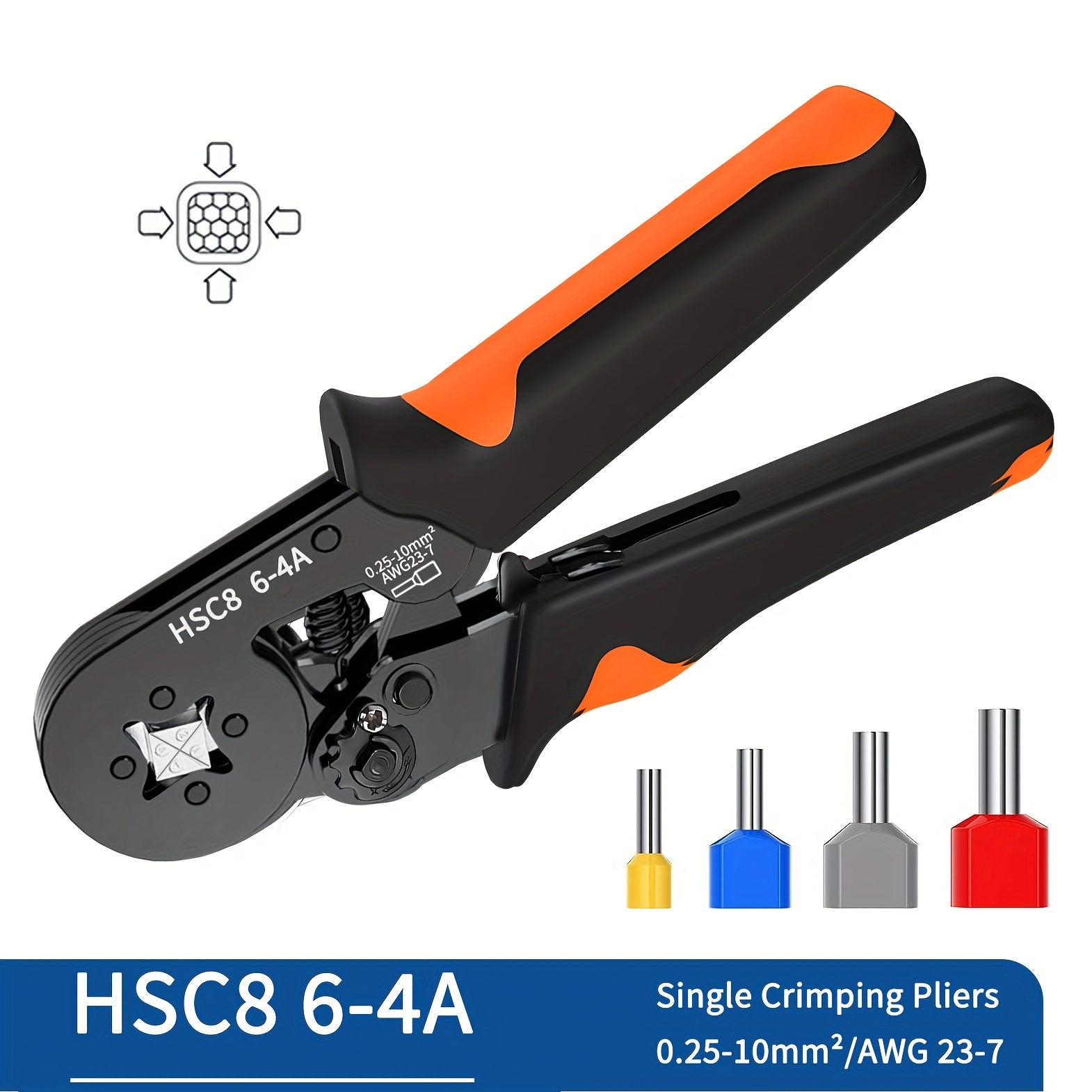 Hexagonal Crimping Tool HSC8 10-6 Adjustable Ratcheting Wire Terminal Crimper