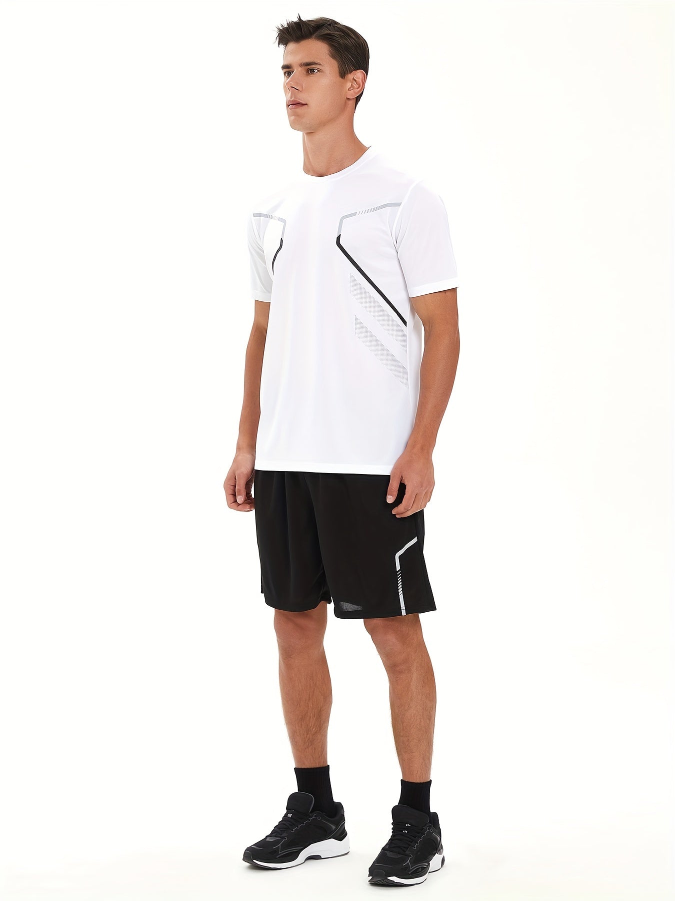 Men's Quick-Dry Athletic T-Shirt with Gradient Design for Gym Running and Sports