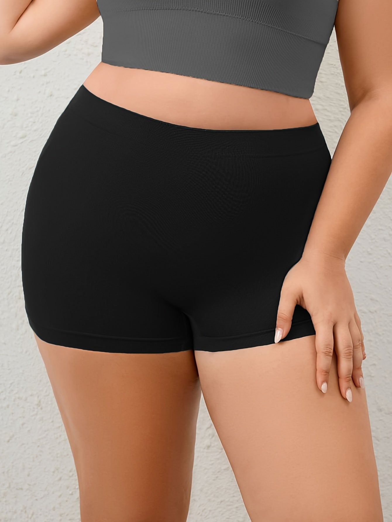 Plus Size High Elastic Boxer Briefs for Men Breathable All-Season Black