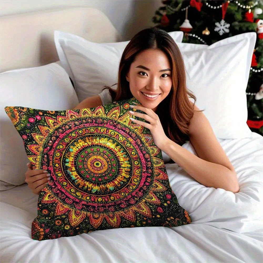 Bohemian Mandala Flannel Pillow Covers Set 45.72 cm Decorative Cushion Cases