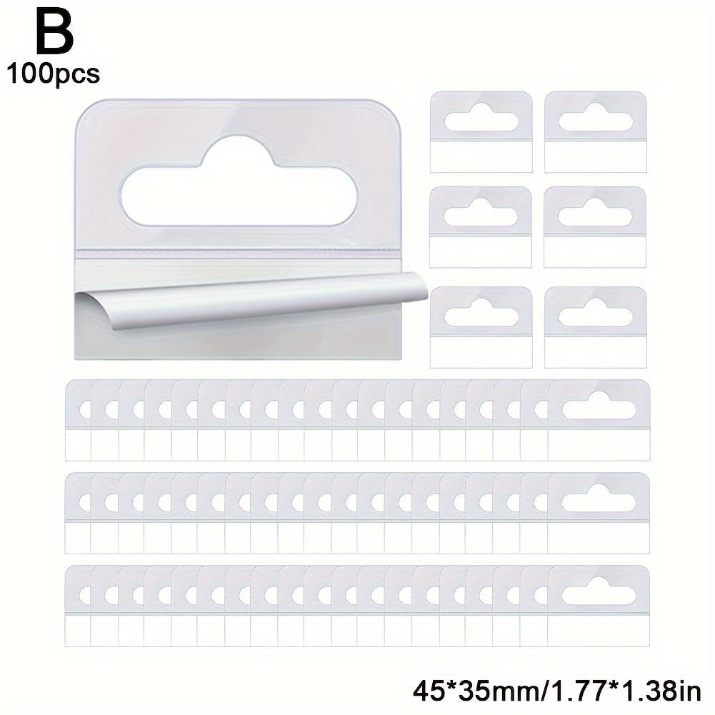 Plastic Adhesive Hooks for Hanging Cards Sheets PVC and Airplane Holes 100 Pack