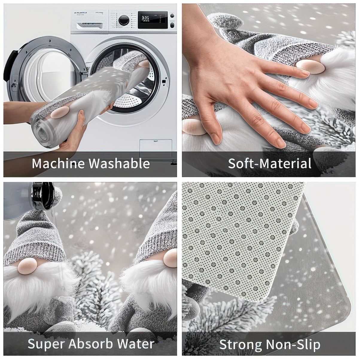 Rojdestvo Gnome eshigi mato, sirtdosh bo'lmagan, ichki va tashqi foydalanish uchun, mashinada yuviladigan polyester