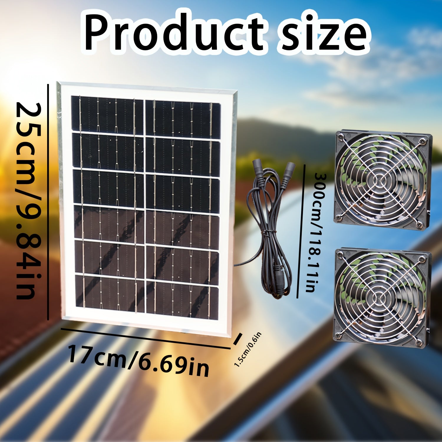 Portable Solar Panel Fan for Greenhouse and Outdoor Ventilation 30W