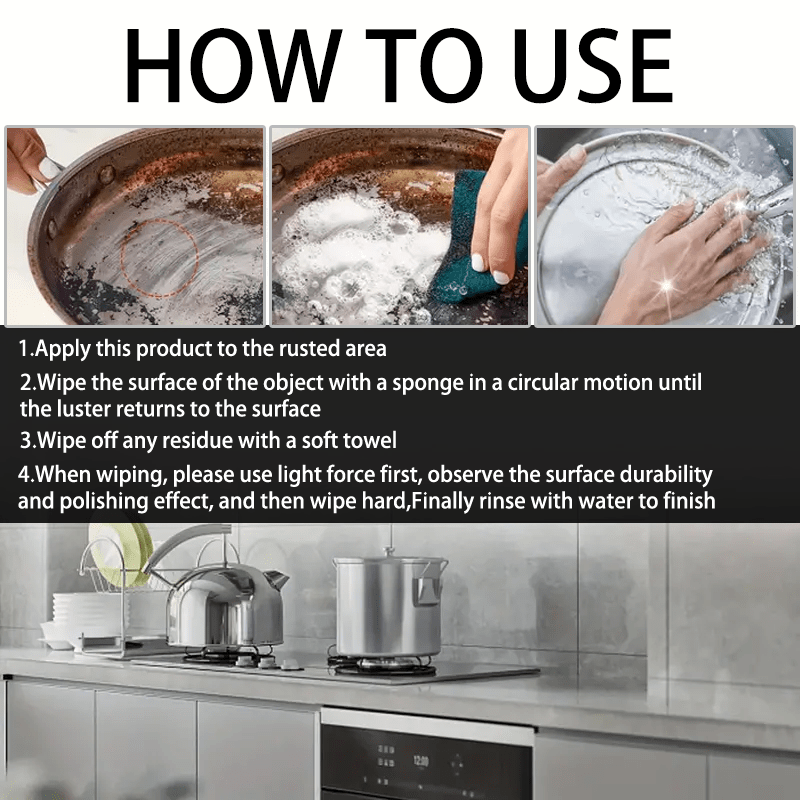 Universal Metal Rust Remover Cream 100g for Chrome, Kitchen, RVs, Cars