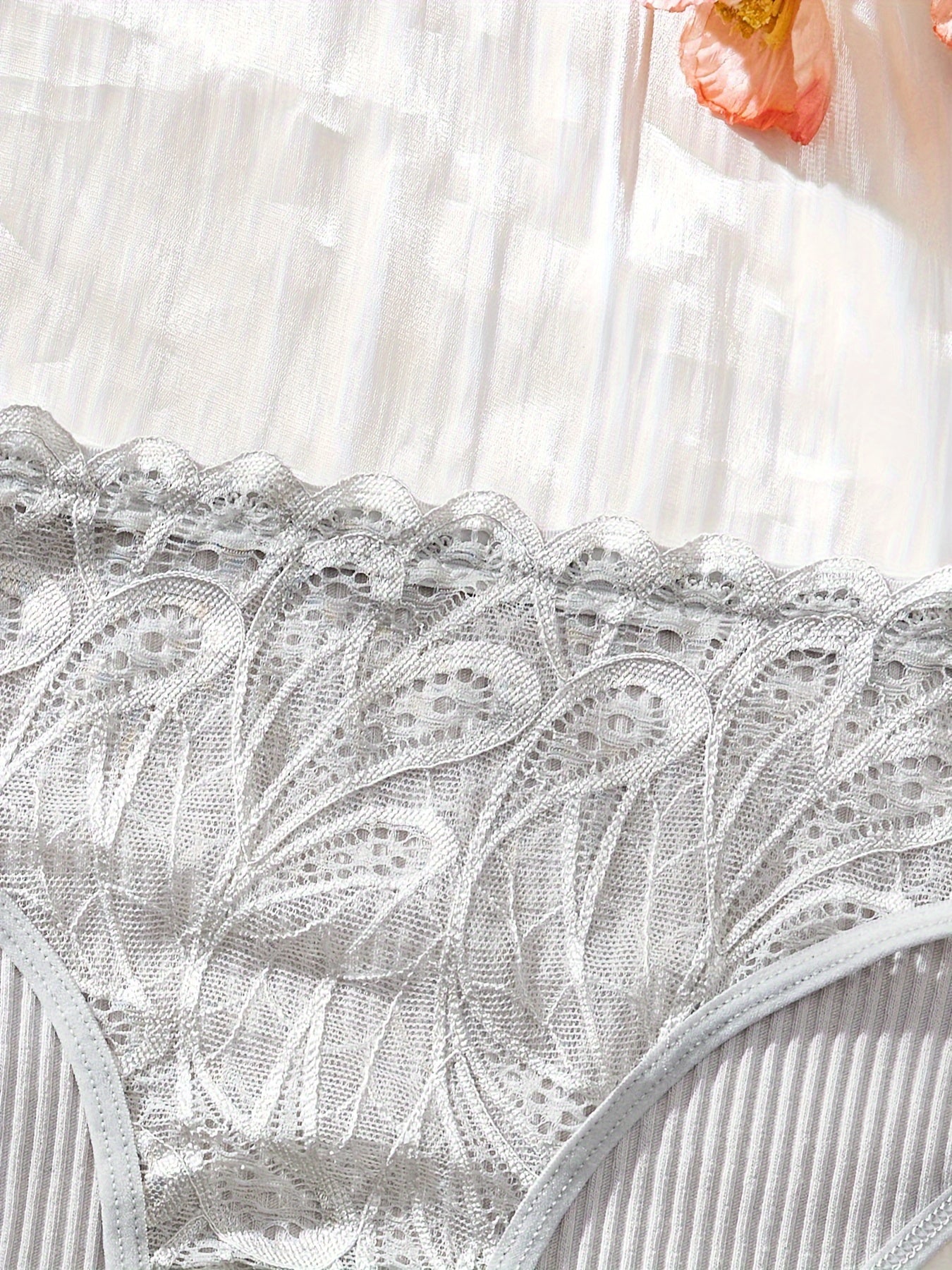 1 Элегантные хлопковые трусики с кружевной отделкой для женщин, дышащее трикотажное нижнее белье, удобное и стильное, взрослое - 1 упаковка