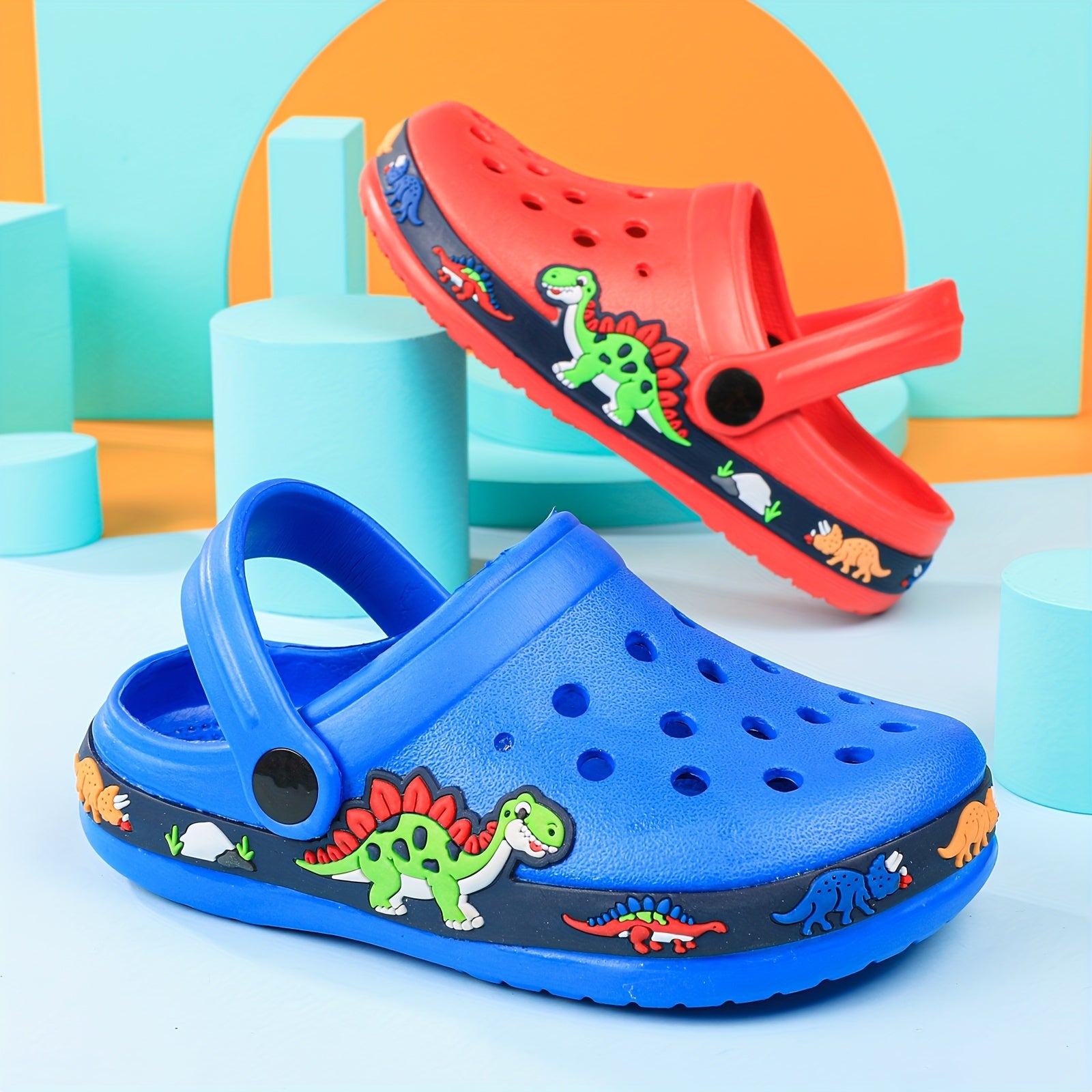 Toddler Girls Cartoon Print Platform Clogs with Closed Toe Anti-Skid Sole Hollow Out Design