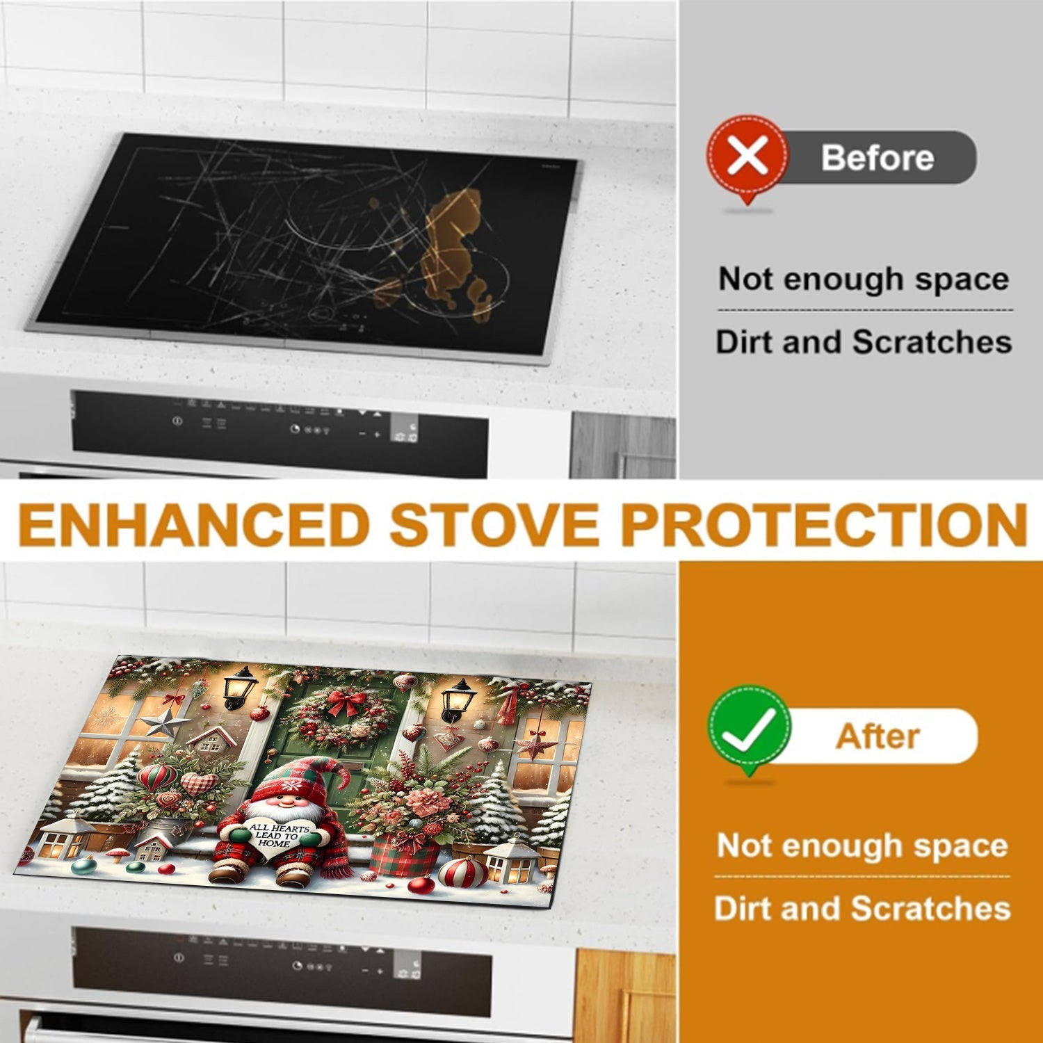 Festive Waterproof Anti-Slip Stove Cover for Electric Glass Cooktops