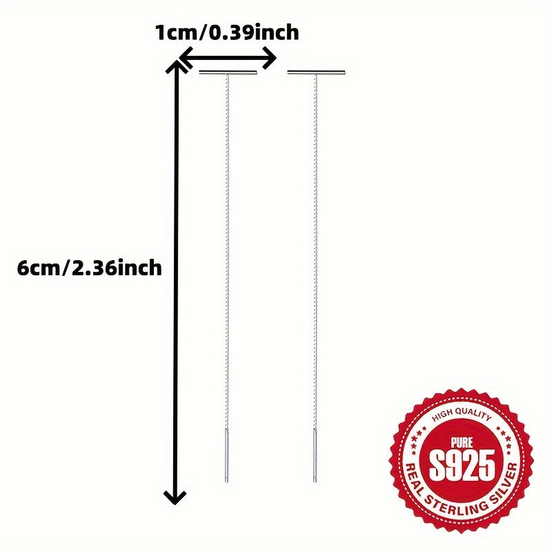 Sterling Silver T-Shaped Earrings for Women Hypoallergenic Everyday Jewelry