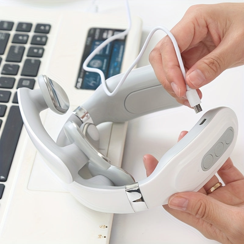 Electric Neck and Shoulder Massager with Four Massage Heads for Travel and Office Use