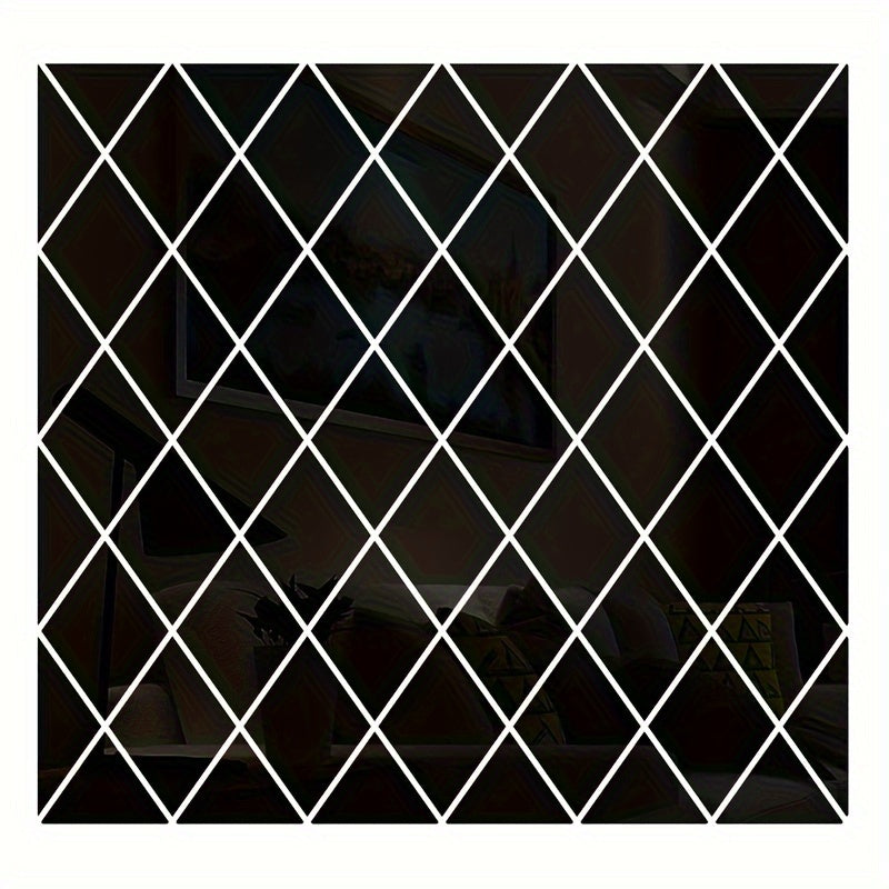 58pcs Diamond-Shaped Acrylic Mirror Wall Stickers for Living Room Bathroom Decor