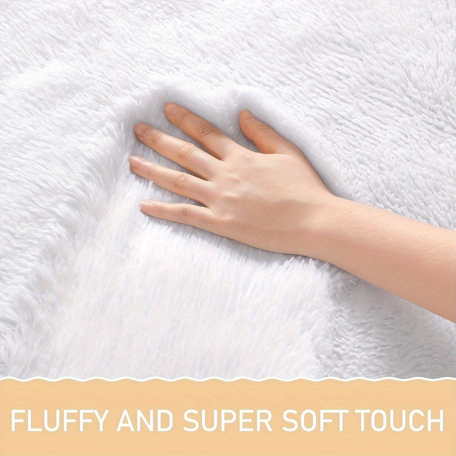 White Round Plush Area Rug Thick Durable Faux Fur Cozy Home Decor