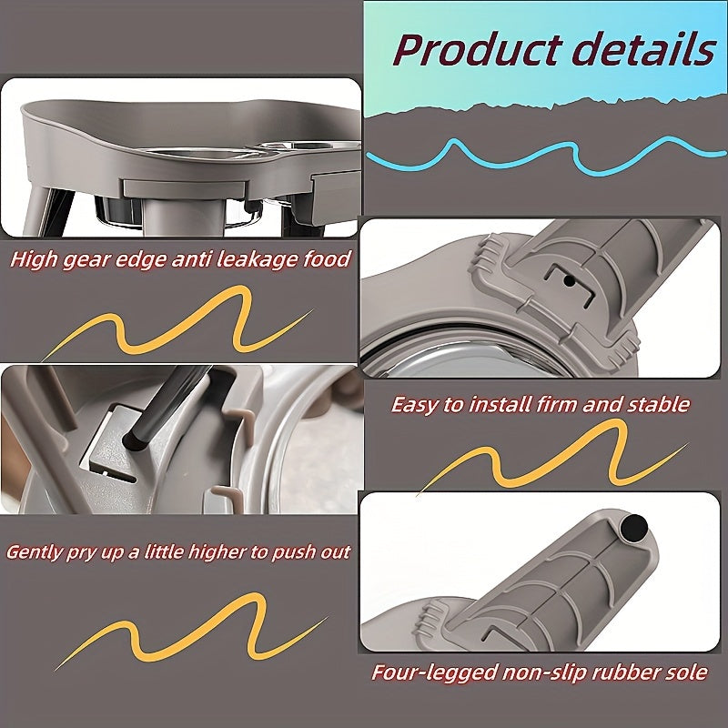 Поднятая кормушка для домашних животных с двумя нержавеющими стальными мисками, съемный дизайн для собак и кошек