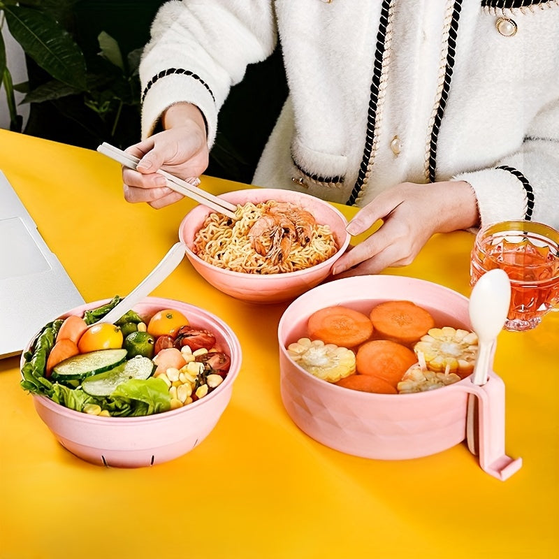 Mikroto'lqinli Ramen Pishirish To'plami - Qoshqich, Vilkalar va Chopsticks bilan - Tez tayyorlanadigan Noodl uchun mukammal, ABS mikroto'lqinli xavfsiz materialdan tayyorlangan, Kollej yotoqxonalari, lager va pikniklar uchun ajoyib