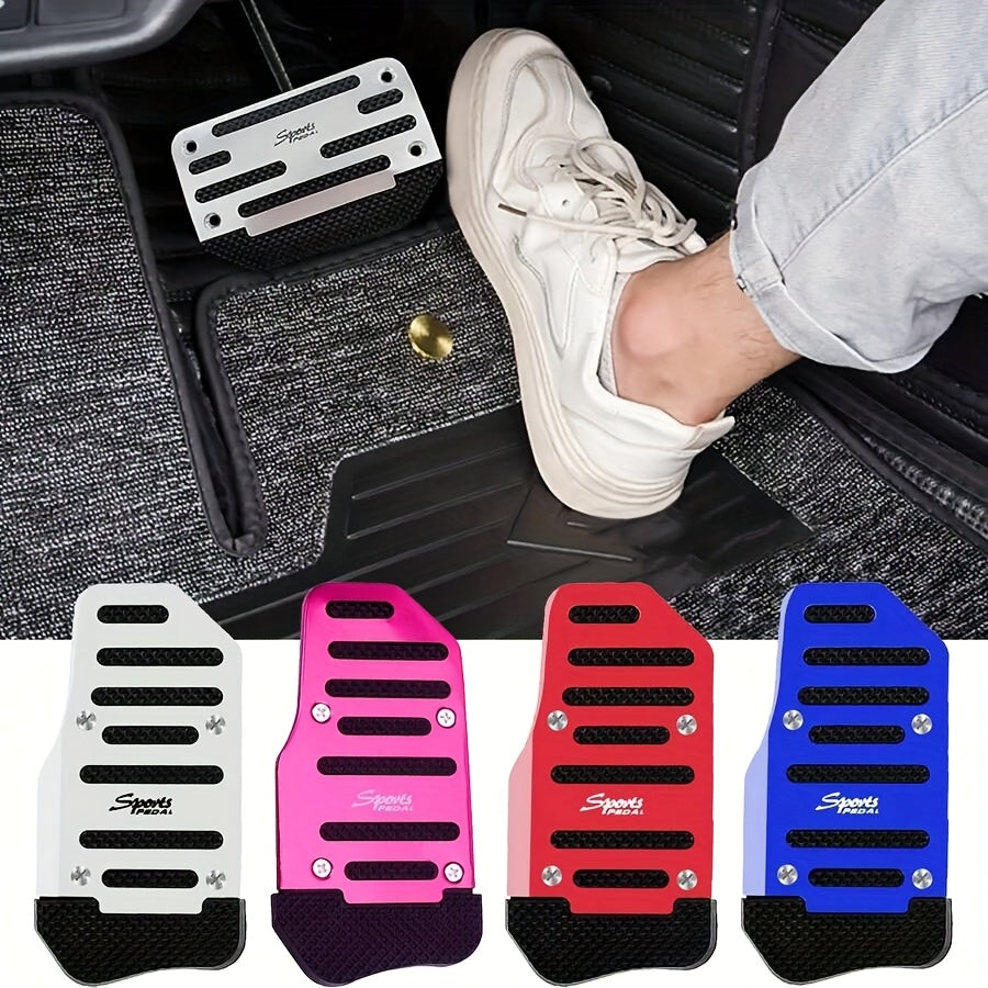 Набор накладок на педали автомобиля из алюминия для автоматической коробки передач, подушечки для ног, красные, серебристые, синие