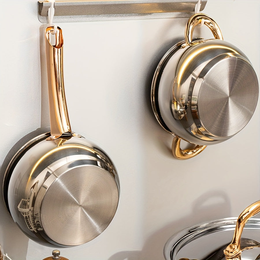 Juego de utensilios de cocina de acero inoxidable de 12 piezas con ollas, sartén, cazo y tapas