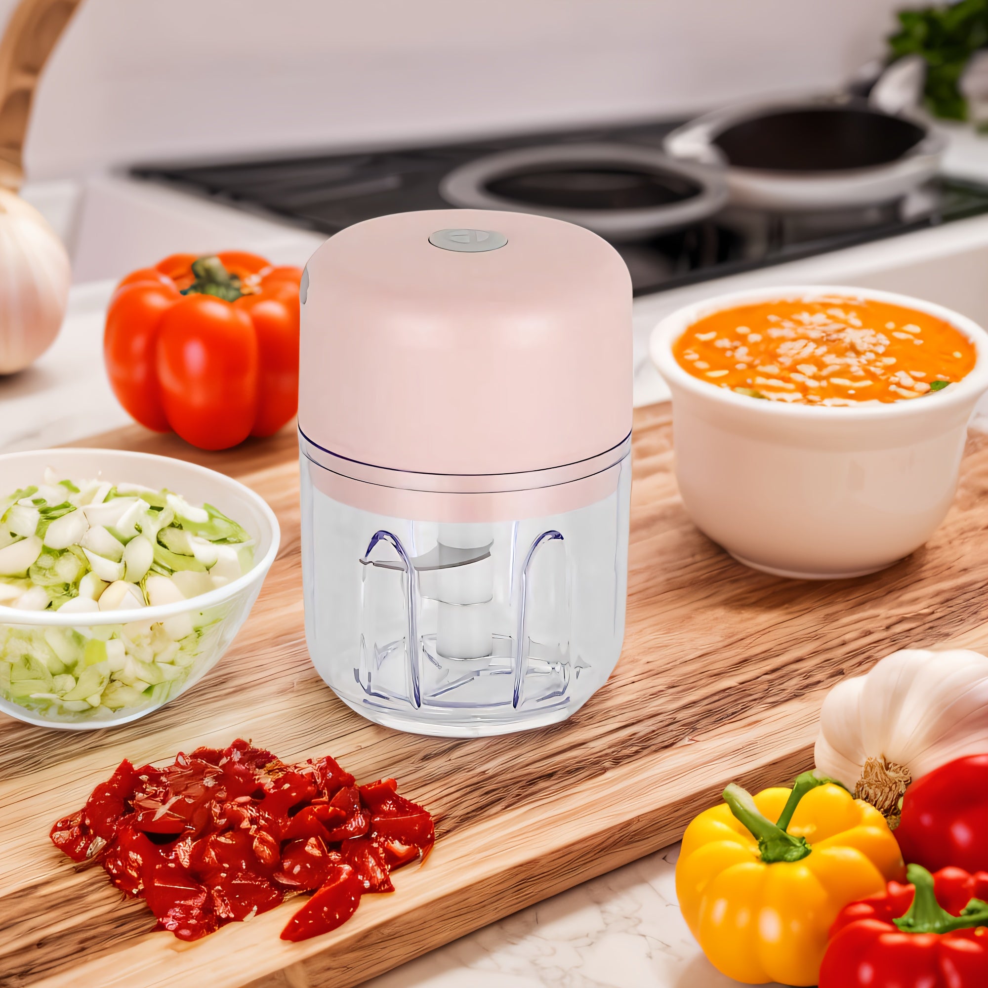 Picadora eléctrica de ajo, molinillo recargable para jengibre, chile y verduras