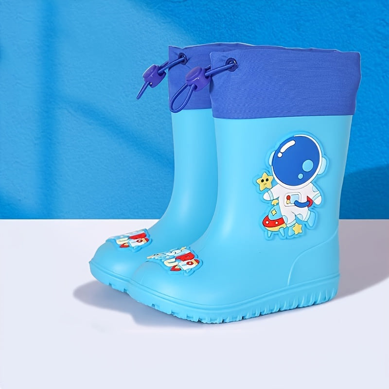 Unisex PVC Rain Boots for Boys and Girls Long Waterproof Shoes for All Seasons