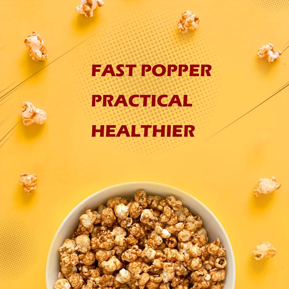 1100W yog'siz elektr popcorn tayyorlagich, shaffof konteyner va qora dozator bilan