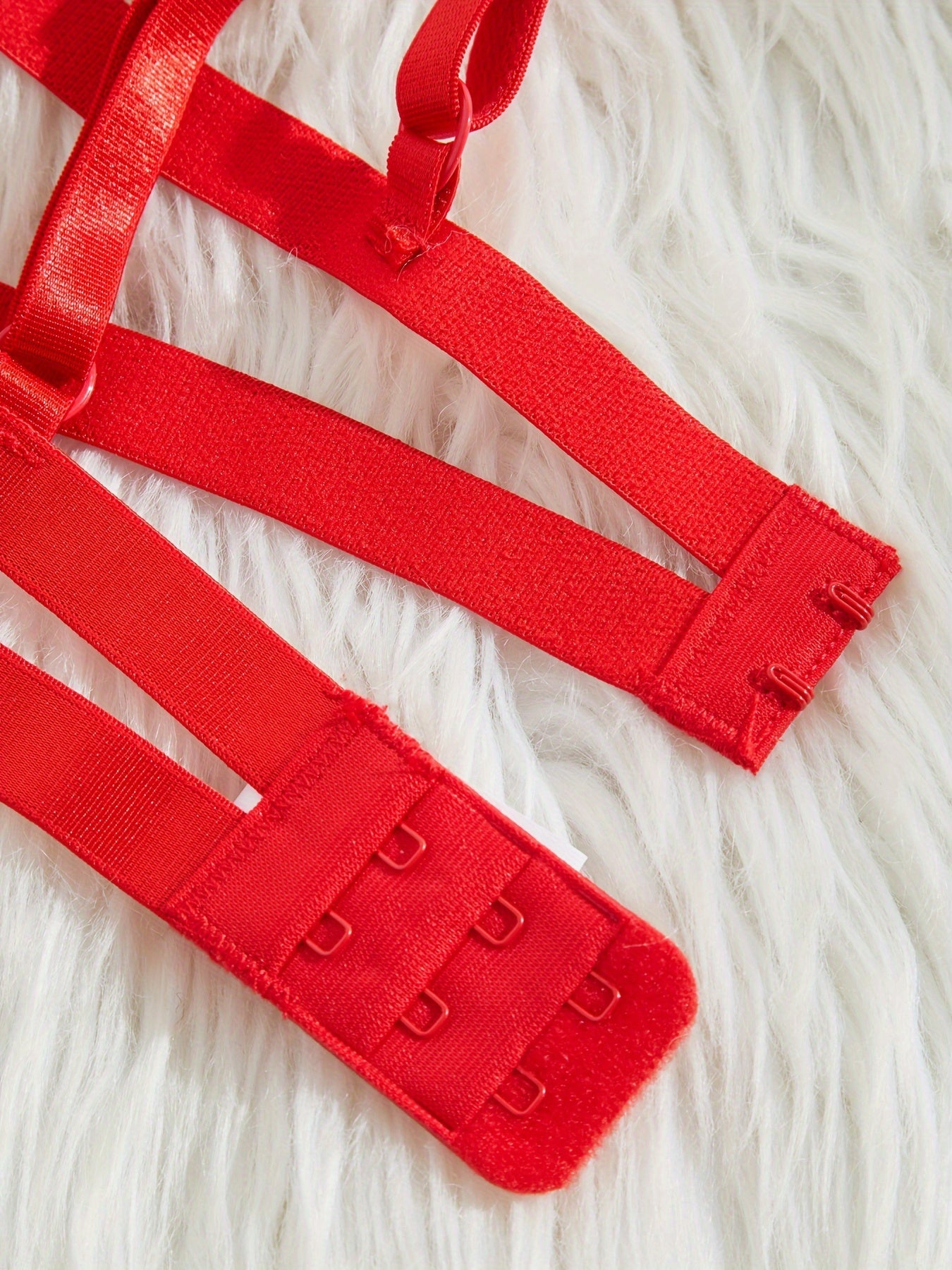 Women's Red Lace Bralette and Thong Set with Steel Bands for Special Occasions