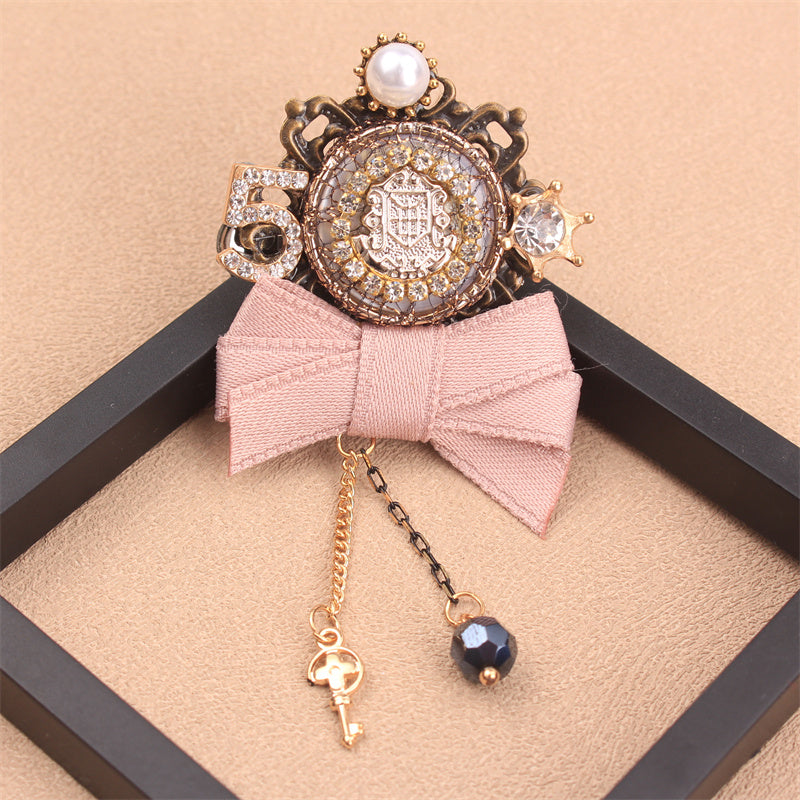 Valentine's Day Rhinestone Inlay Bow Brooch for Women Jewelry Gift