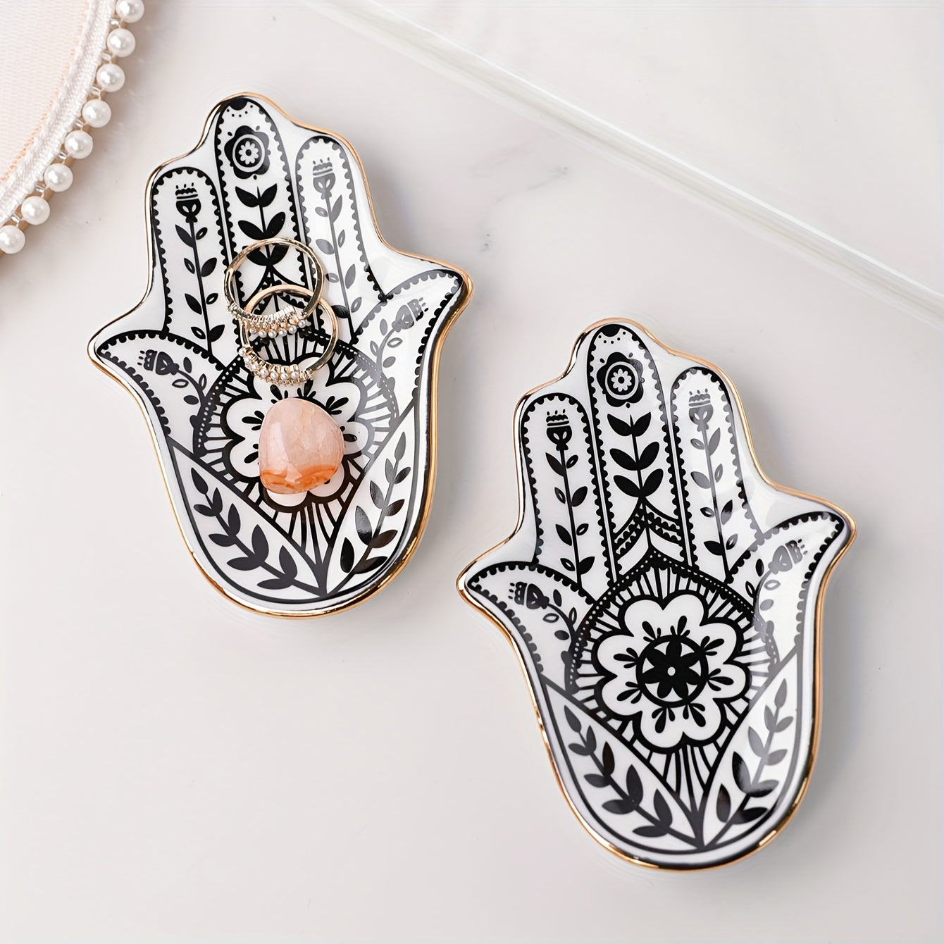 Ceramic Hand of Fatima Ring Tray Jewelry Dish for Earrings Necklaces Rings