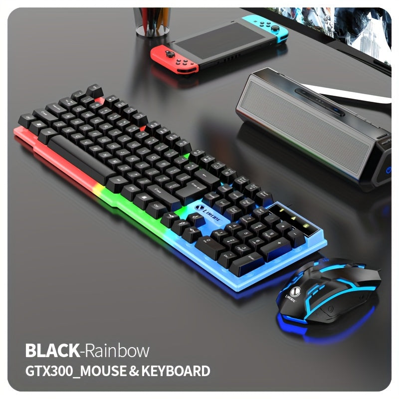 LED Backlit Gaming Keyboard and Mouse Set with 104 Keys