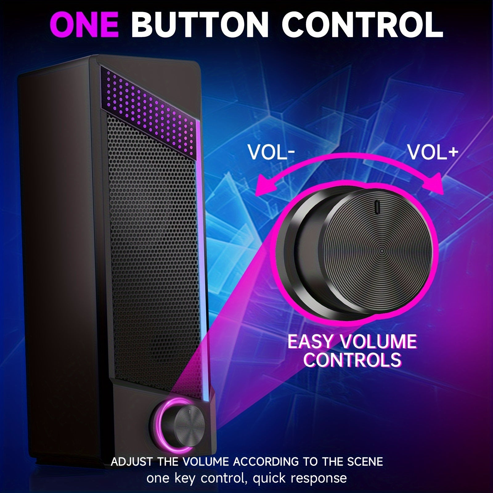 2-in-1 Computer Speaker with Iron Mesh and RGB Light for Gaming and Music