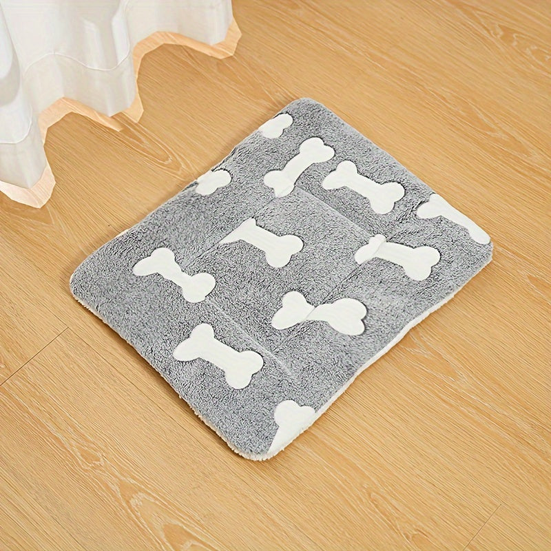 Pet Bed Dual-Side Grey Bone Pattern Machine Washable for Small to Large Dogs