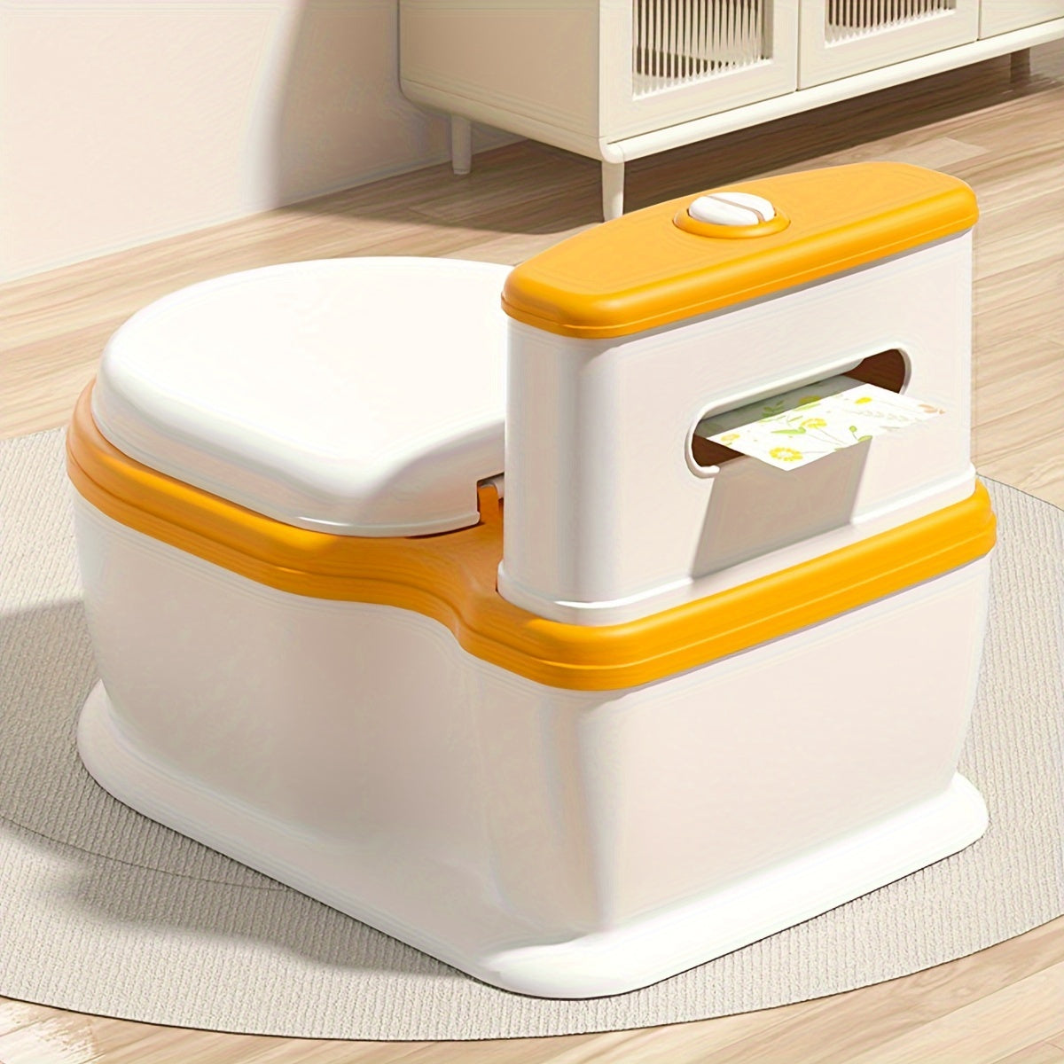 "Bolalar uchun sariq o'rdak dizayni potty stuli, mustahkam PP materialidan tayyorlangan, qopqoq bilan o'qitish hojatxonasi o'rindig'ini o'z ichiga oladi, 3-6 yoshdagi bolalar uchun mos, potty o'qitish uchun hammom o'rindig'i."