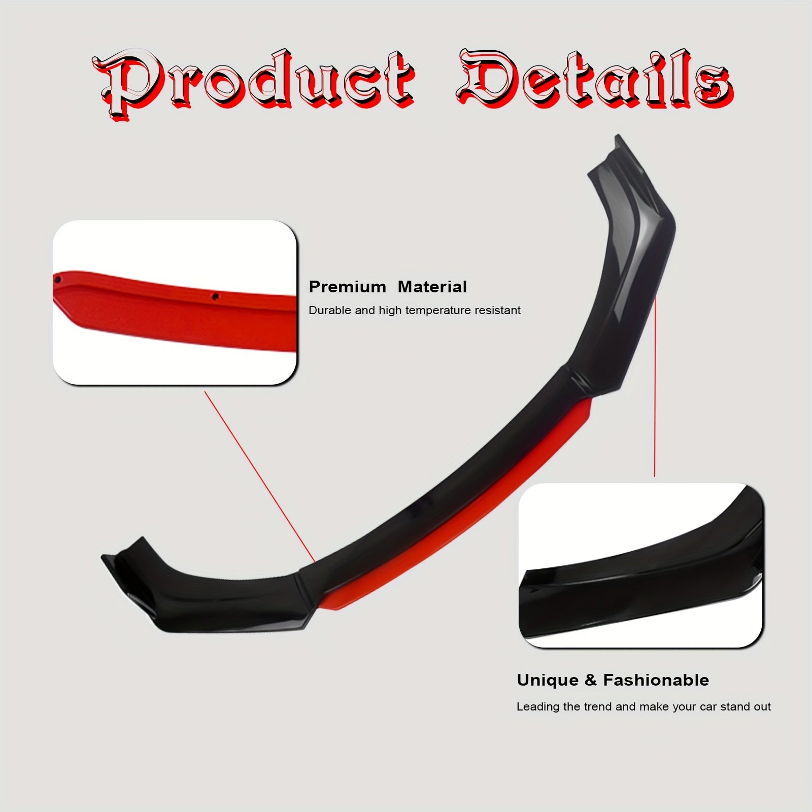 4Pcs Front Bumper Lip Spoiler Body Kit Black Red White Splitter Car Modification