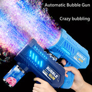 Kids Bubble Gun Toy with LED Lights, 10-Hole Plastic Blaster for Ages 3-12