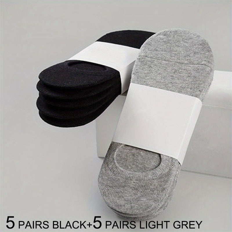 Men's Breathable Thin Casual Business Socks 10 Pairs Low Cut Invisible Knit